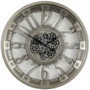 Russo' Round Industrial Age Wall Clock Silver