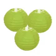 3Pcs Decorative Hanging Round Paper Lanterns 10cm/4", Light Green
