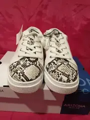 Arizona Jean Co Techno Womens Fashion Sneakers White Ivory Snake Skin Shoes 10 M