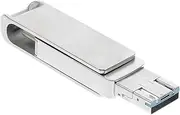 QUMIIRITY Type C Rotating USB Flash Drive Silver Metal Alloy Design USB High Speed Data Transfer Compatible with Laptops Devices with Type