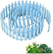 Granmagazz Wooden Decorative Picket Fence - Mini Fairy Garden Ornament, Miniature Lawn Fence Craft for Garden Decor (Blue)