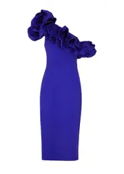 Rebecca Vallance Cora Ruffled One-shoulder Midi Dress - Blue - 8 (UK8 / S) 8 (UK8 / S)
