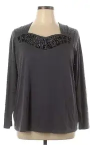 NWT NEW BOB MACKIE 1X GRAY BLACK SEQUIN TOP 50" BUST SOFT POLY RAYON LONG SLEEVE