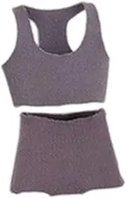 Hellery 1:12 Scale Sports Outfit Set for Dolls with Tank Top and Shorts , Pink Purple