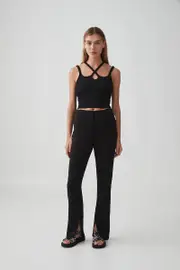 Pintuck Split Hem Pant 520