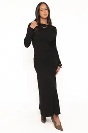 [PUP118] Bronwyn Off Shoulder Maxi Dress - Black 8 black
