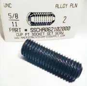5/8-11x2" Hex Socket Set Screws Cup Point Alloy Steel (2)