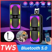 4'' Portable Bluetooth RGB Speaker Subwoofer Heavy Bass Sound System Party Mic