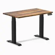 Desky Dual Mini Pheasantwood Hardwood Sit to Stand Desk 1000x600mm Matte Black Frame