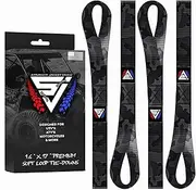 Soft Loop Motorcycle Tie Down Straps (4 Pack) 1.6" x 17" - Tie Down Straps w/ 10,000lb Break Strength, Use w/Ratchet Strap Hooks for Motorcycle, ATV & Dirt Bike by Straight Jacket Crew (Black Camo)