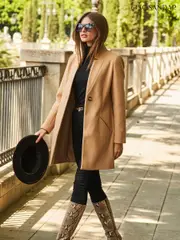 Sosandar Brown Faux Wool Blend Coat (N62474) | $288