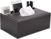 BSTKEY PU Leather Household Office Rectangular Tissue Box with Remote Control Storage Organizer Box - Elegant and Stylish Home Napkin Holder Desktop Tissue Paper Holder Desk Storage Organizer (Brown)