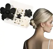 Flomiara 6PCS Hair Clips for Women, Claw Clips, Plastic Flowers Hair Clip Home Makeup Outdoor, Suitable for Thick Thin Hair, Strong-Hold Claws for Styling, Light Cute for Women Girls Kids, Black