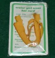 VINTAGE GIRL SCOUT - c. 1970's YELLOW SENIOR GIRL SCOUT HAT CORD - NOS