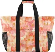 [sanluoli] Large Tote Bag Foldable Beach Bag Sandproof Canvas Laundry Totes, Light Pastel Color Blooms, 1 size