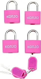 [Balanzza] Korjo Luggage Locks 4-Pack Colourful, Includes 4 Travel Locks, Pink