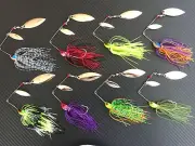 8X 1/2oz Double Blade Spinnerbaits Spinner Bait Soft Plastic Lure BASS COD Perch