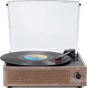 Vintage Vinyl Record Player with Speakers Retro Turntable for Vinyl Records Belt