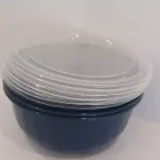 4- Pack Food Storage Container Bowls w/ Lids 30oz Mint Blue Soup Bowl