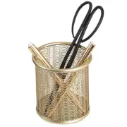 Riviera Gold Pen Holder for Desk - Gold Pencil Cup - Gold Brush Holder