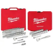 Milwaukee Ratchet/Socket Tool Set 3/8" + 1/4" SAE/Metric w/ Carrying Case 81-PCS