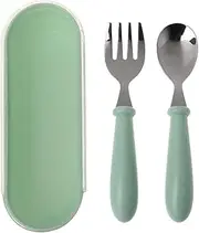 Baby Feeding Spoon Fork Set Stainless Steel Baby Tableware Dust Box Children Tableware