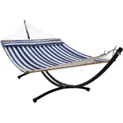 12ft Steel Arc Hammock Stand & King Quilted Hammock in Hamptons Stripe