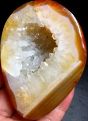 213g WOW! Agate Geode! NATURAL CARNELIAN CRYSTAL QUARTZ Geode Agate k770
