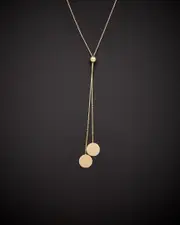 14K Italian Gold Double Disc Lariat Necklace