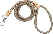 HOMOBABE 1.25M Leather Dog Training Leash Durable Mountain Climbing Rope with Heavy Duty Metal Clasp Beige for Active Dogs and Outdoor Adventures