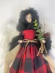 Angel Tree Topper Red Black Buffalo Plaid Angel Christmas Tree Topper 16"