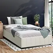 Oikiture King Single Bed Base with Solid Plywood Slat and Velvet Cover King Single Bed Frame Mattress Platfrom White