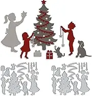 Christmas Tree Sets Embossing Metal Cutting Die Cuts, Merry Christmas Embossing Stencils DIY Crafts Cards Cutting Dies Cuts for DIY Embossing Card Making Photo Decorative Paper Dies Scrapbooking