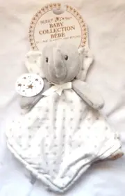 Blankets and Beyond Nunu Gray Elephant White Security Blanket Gray Star