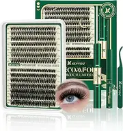 KEYYOU DIY Lash Extension Kit 280pcs Soft Lash Clusters 60D+80D C Curl Easy to Apply with Lash Bond and Seal Lash Applicator Lash Remover Eyelash Extension Kit at Home(RMkit-60D80D-C-10-18mix)