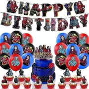 Descendants: The Rise of Red Theme Birthday Party Decor Supplies Balloons Kit Banner Cake Cupcake Toppers Set