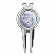 Spotted Snow Leopard Face Golf Divot Repair Tool and Ball Marker