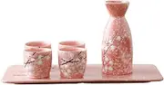 Wine Jug 6 Piece Set Ceramic Sake Set Cold Hot Tea Shochu Sake Set Crafts Wine Glass 1 Sake Pots 4 Sake Cup 1 Tray Wine Glass