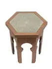 GUELIZ Wooden Side Table with Glass - by Moroccan Bazaar