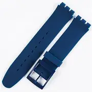 [BIGTEDDY] (Navy) 17mm Standard Replacement Silicone Watch Band Strap Wristband for Swatch