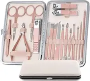 Blue Manicure Set 18 on Tools Professional Clippers Nail Kit Pedicure Stainless Steel File Scissors,Rose