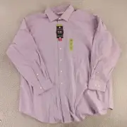 Van Heusen Shirt Mens 3XL 19 34/35 Purple Houndstooth Check Cotton Polyester NEW