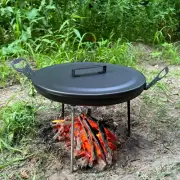 Camping Cooking Pan 16" or 20" with a flat bottom, Carbon Steel Wok For Outdoor