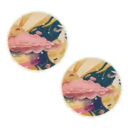 NNEAGS 2X 120cm Round Tassels Carpet Sky Landscape Clouds Boho Circle Area Rugs,