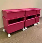 塑料玫紅收納盒折疊帶輪整理盒儲物箱雙層玩具收納箱大號收納箱