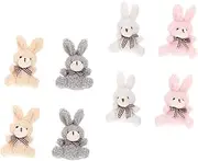 Abaodam Easter Bunny Keychains 8pcs Soft and Comfortable Plush Keychains Rabbit Pendant for Decor
