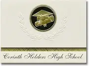 Signature Announcements Corinth Holders High School (Wendell, NC) Graduation Announcements, Presidential Style, Elite Package of 25 Cap & Diploma Seal Black & Gold