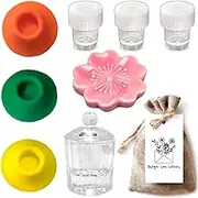 Glass Inkwell Set With Lid, Empty Ink Well for Dip and Fountain Pens, Calligraphy Ink Holder, Ceramic Pen Rest - Perfect for Oblique Calligraphy, Writing Accessories
