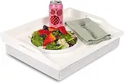 Rossie Home Wood Bed Tray Lap Desk with Detachable Cushion, Serving Tray - Soft White - Fits up to 15.6 Inch Laptops - Style No. 76101