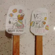 PEANUTS Snoopy Woodstock Spatula Wooden Spoon Set of 2 Easter Beagle Fun Comic